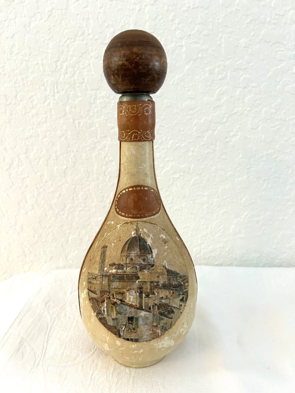 Mid-Century Italian Leather Wrapped Glass Decanter